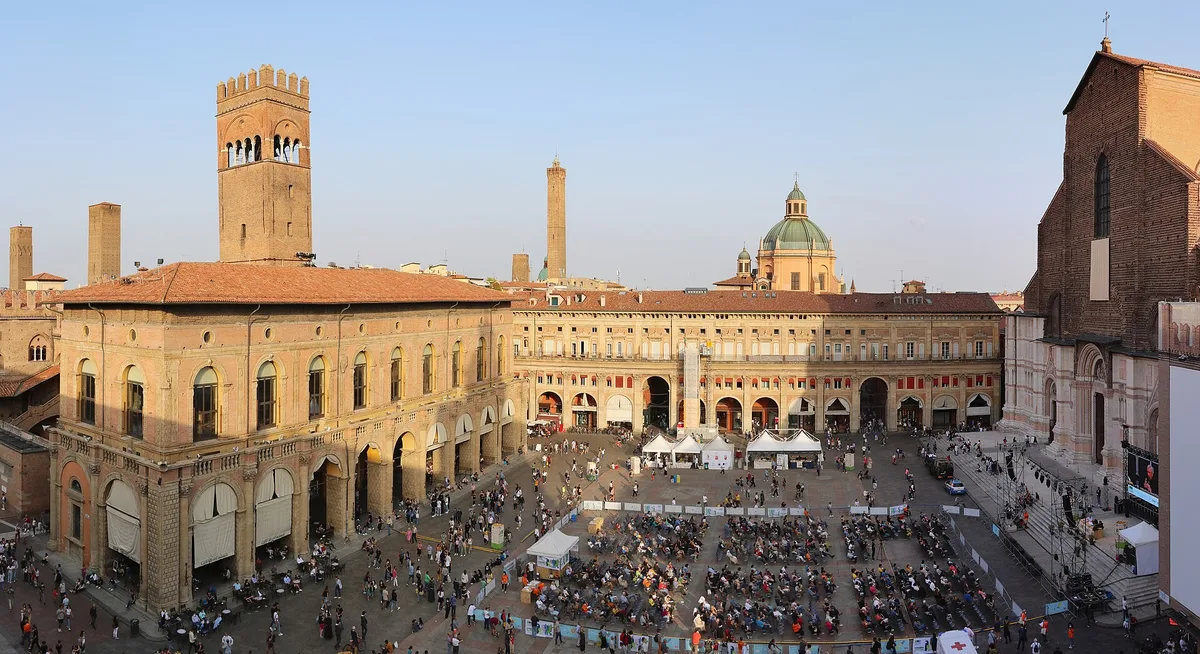 Piazza Maggiore in Bologna, Italy