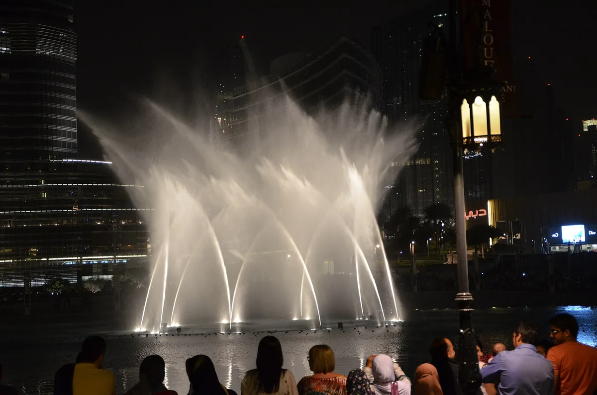 The Dubai Fountain in Downtown Dubai, United Arab Emirates