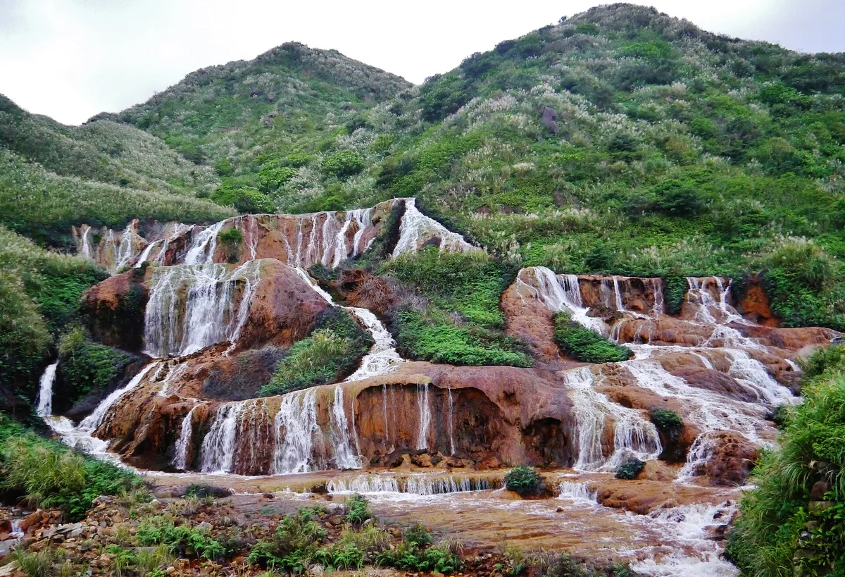 Golden Waterfall in Jiufen, Taiwan